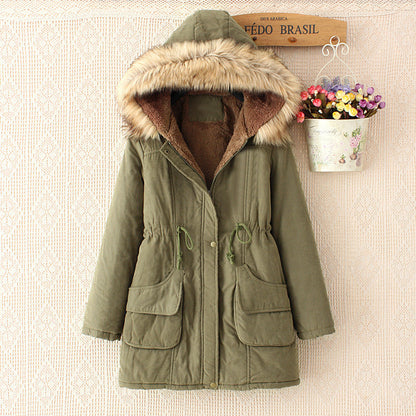 Women's Mid-Length Slim-Fit Hoodie Jacket – Fur Collar | 8 Colours | S–3XL