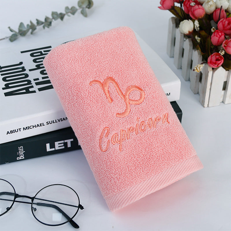 Zodiac Constellation Embroidered Cotton Towel | All 12 Star Signs | 2 Sizes