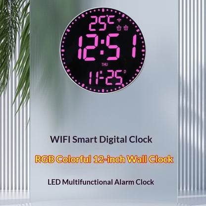 Smart WiFi LED Wall Clock with RGB Lighting & Alarm