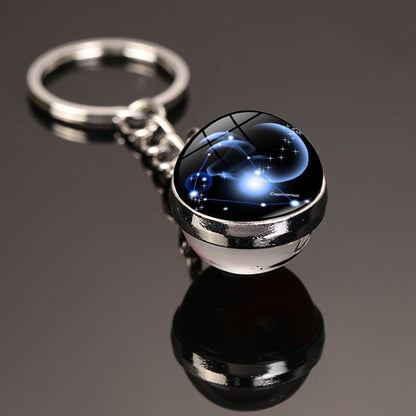 Zodiac Constellation Glass Dome Keychain | All 12 Star Signs