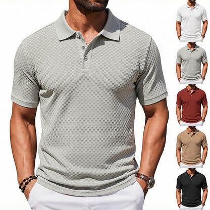 Men's Plaid Collared Polo Shirt | Breathable Short Sleeve
