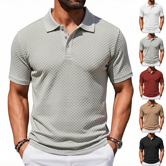 Men's Plaid Collared Polo Shirt | Breathable Short Sleeve