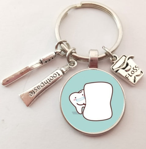 Novelty Tooth Glass Charm Keychain | 9 Styles