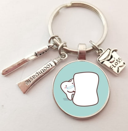Novelty Tooth Glass Charm Keychain | 9 Styles