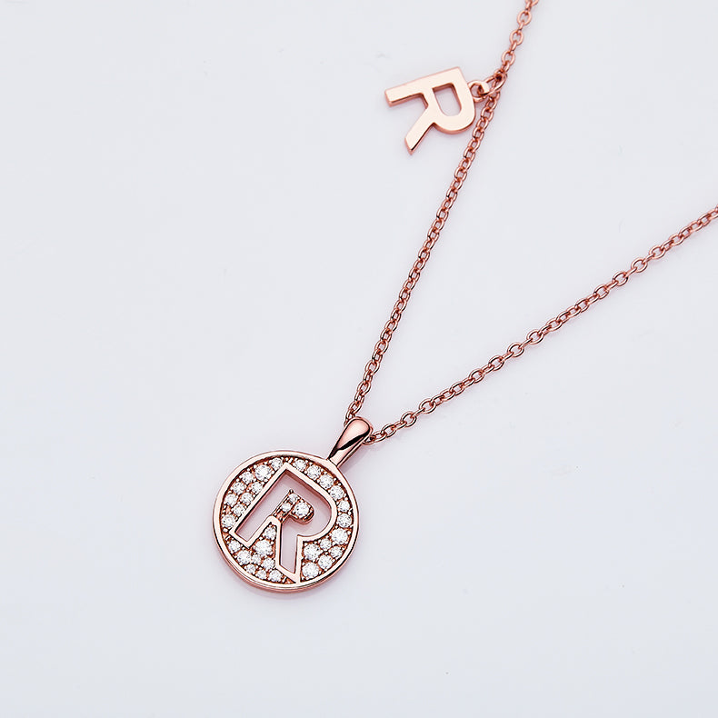 Moissanite Letter R Necklace | Platinum-Plated S925 Silver | GRA Certified