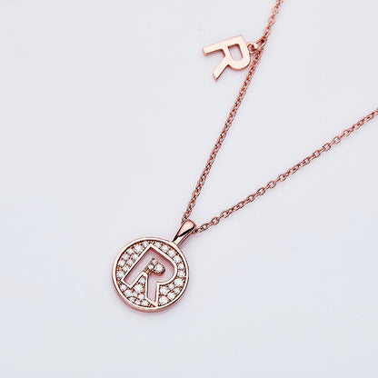 Moissanite Letter R Necklace | Platinum-Plated S925 Silver | GRA Certified