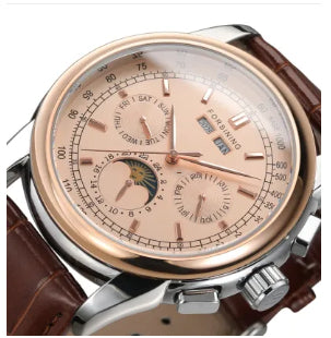 Men's Automatic Mechanical Watch – Rose Gold & Silver Fashion Watch