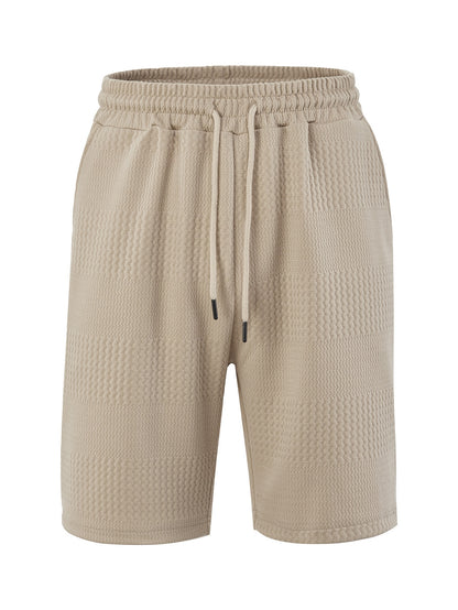 Men's Jacquard Stripe Casual Shorts | Polyester Loose Fit S-3XL