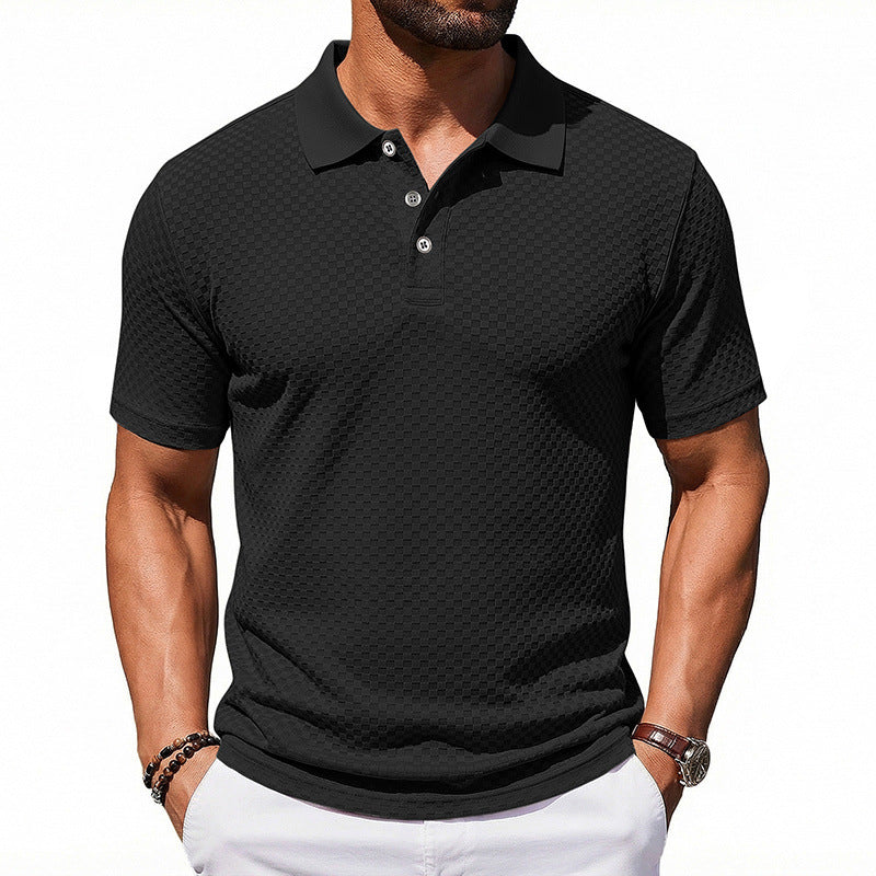Men's Plaid Collared Polo Shirt | Breathable Short Sleeve