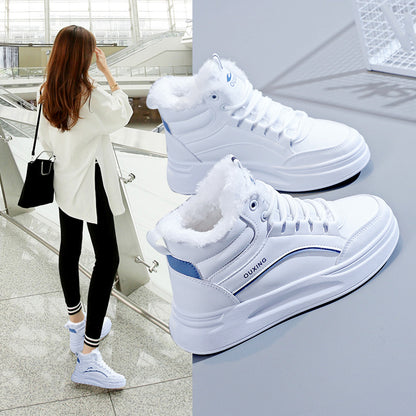 Women's Plush-Lined Lace-Up Mid-Height Casual Shoes | Height Boosting | EU 35-40