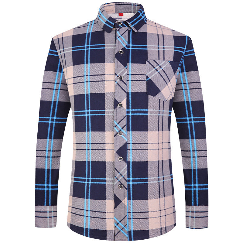 Men's Plaid Long Sleeve Shirt | Slim Fit Business Casual