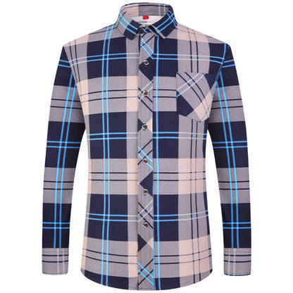 Men's Plaid Long Sleeve Shirt | Slim Fit Business Casual