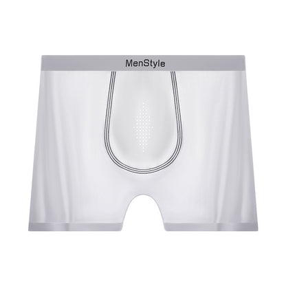 Men's Seamless Nylon Boxer Briefs – Breathable Ice Silk Mid-Waist