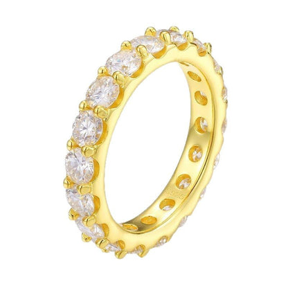 Stylish Fashion Brand Ring Inlaid With A Single Row Of 4mm Zirconias