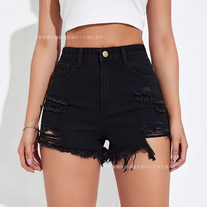 Summer Womens Denim Lift Shorts Simple Style