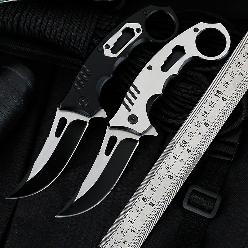 3Cr13 Steel Folding Pocket Knife – 56HRC Camping & Survival Knife Back Clip White & Black