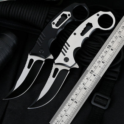 3Cr13 Steel Folding Pocket Knife – 56HRC Camping & Survival Knife Back Clip White & Black