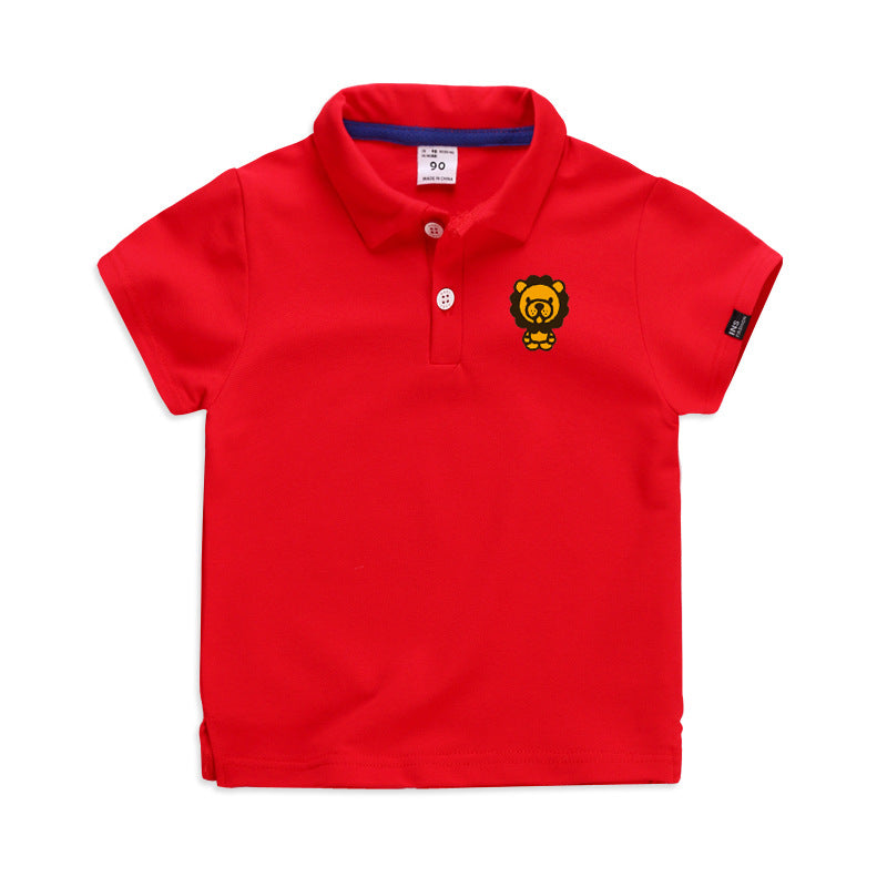 Children's Solid Colour Polo T-Shirt | Cotton Lapel Short Sleeve