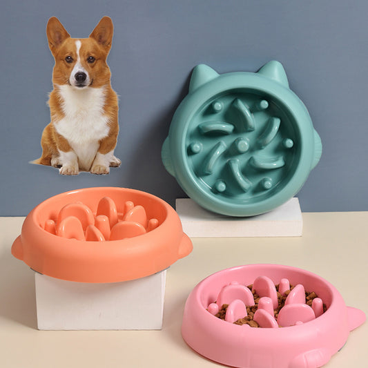Slow Feeder Dog Bowl | Anti-Gulping Bone Pattern Puzzle Bowl