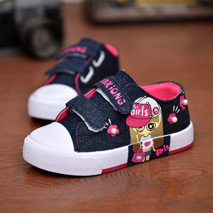 Children's Velcro Canvas Trainers – Breathable, EU 21–38