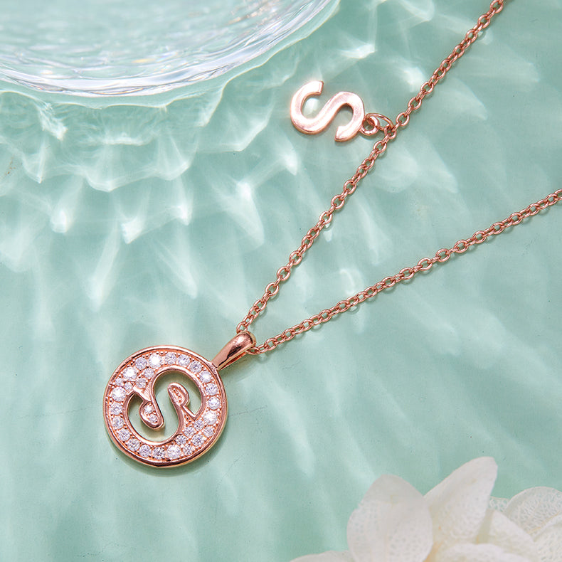 Moissanite Letter S Necklace | Platinum-Plated S925 Silver | GRA Certified