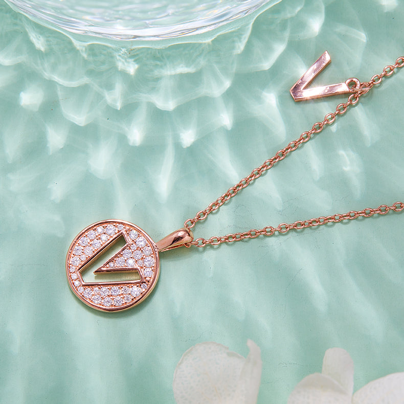 Moissanite Letter V Necklace | Platinum-Plated S925 Silver | GRA Certified