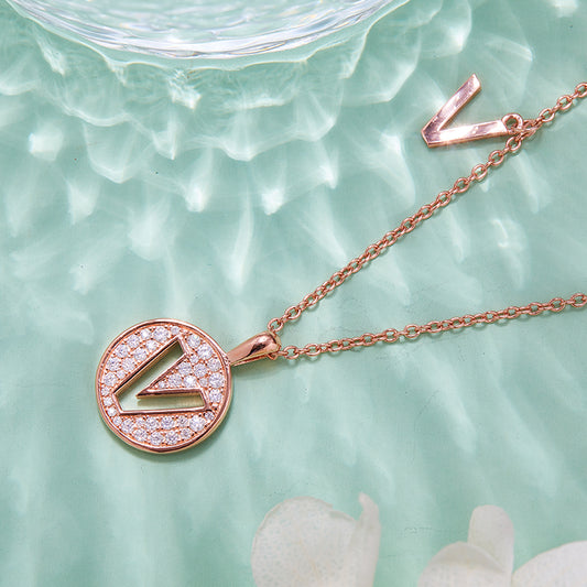 Moissanite Letter V Necklace | Platinum-Plated S925 Silver | GRA Certified