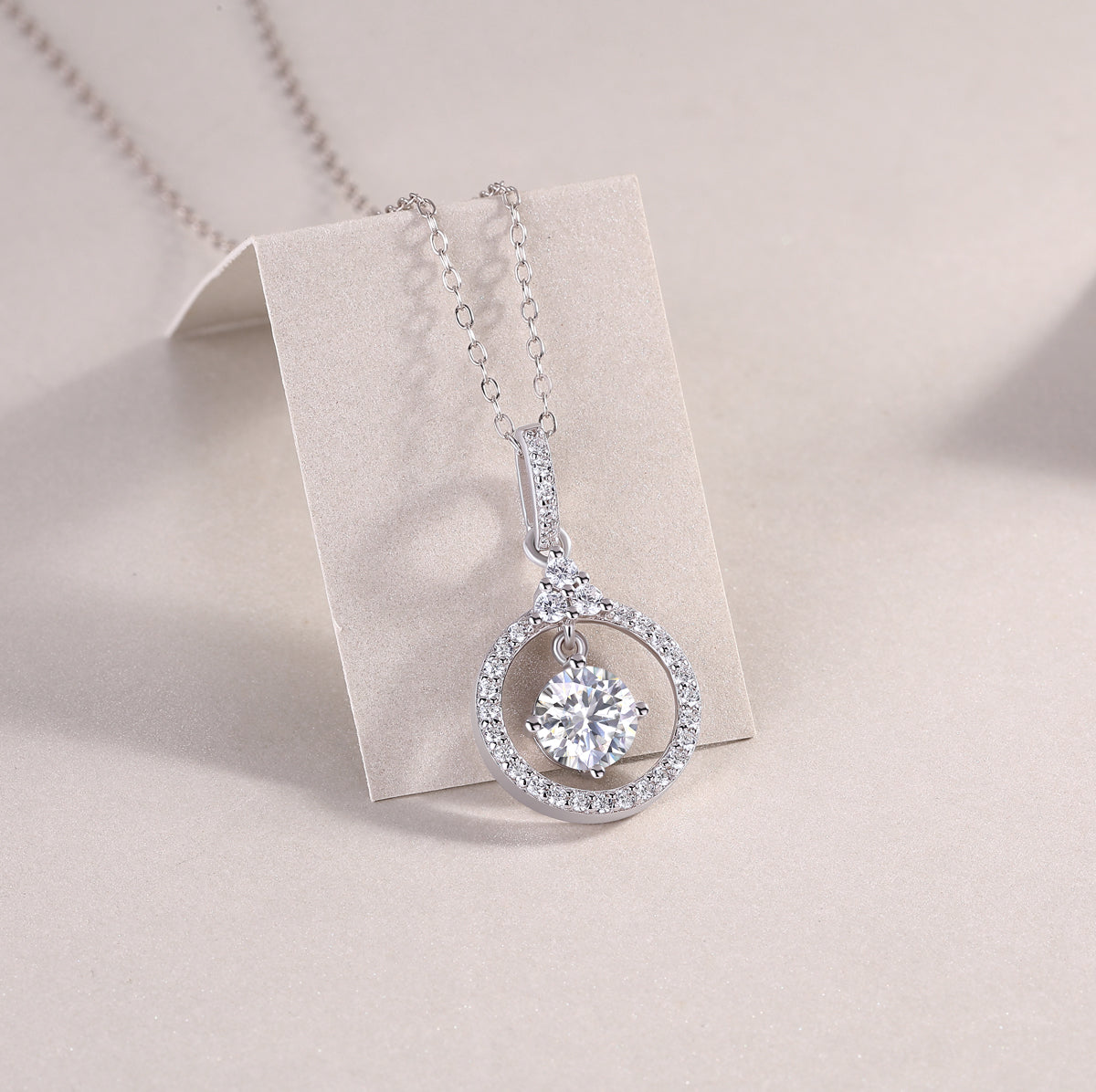 1 Carat Moissanite Platinum-Plated Pendant Necklace | 925 Sterling Silver | GRA Certified