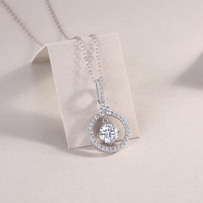 1 Carat Moissanite Platinum-Plated Pendant Necklace | 925 Sterling Silver | GRA Certified