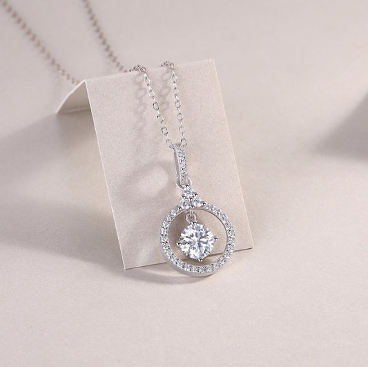 1 Carat Moissanite Platinum-Plated Pendant Necklace | 925 Sterling Silver | GRA Certified