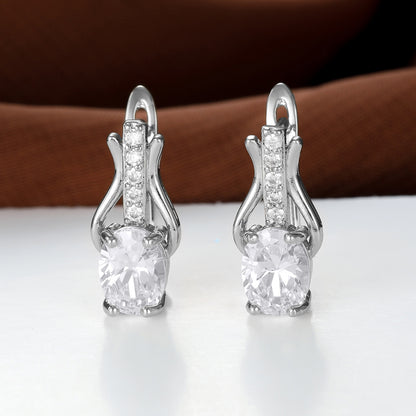 Oval Crystal Ear Clips | Champagne Gold & Platinum Copper Earrings for Women