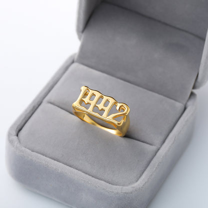 Unisex Birth Year Date Ring – Stainless Steel, Gold, Platinum & Rose Gold