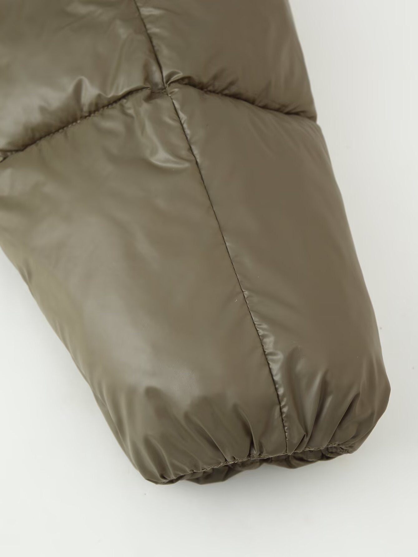 Women's Olive Green Quilted Padded Jacket - Button Front