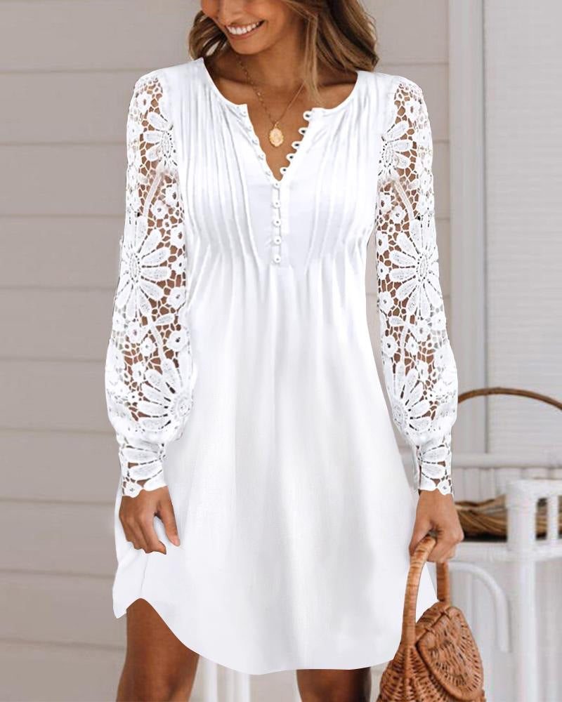 Women's Elegant Lace Long-Sleeve Dress
