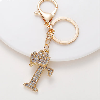 Crystal Crown Initial Letter Keychain A-Z
