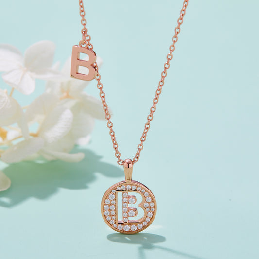 S925 Silver Moissanite Letter B Necklace | GRA Certified