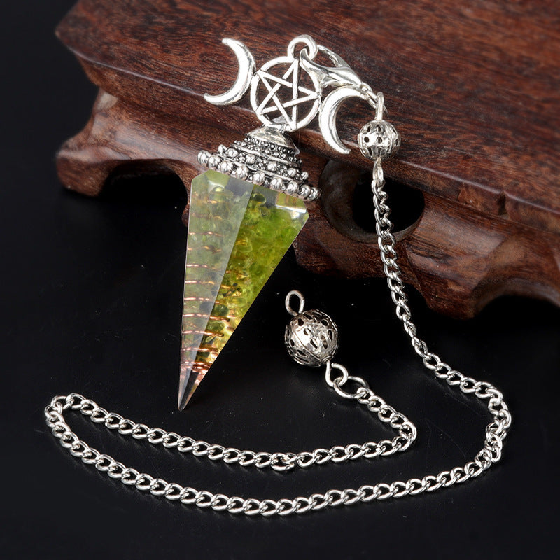 Hexagonal Pyramid Crystal Gemstone Pendant Necklace