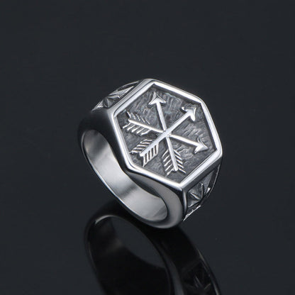 Unisex Titanium Steel Dripping Oil Retro Ring – Geometric Couple Band