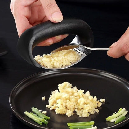 Stainless Steel Garlic Press — 304 Grade Manual Garlic Crusher with Non-Slip Handle