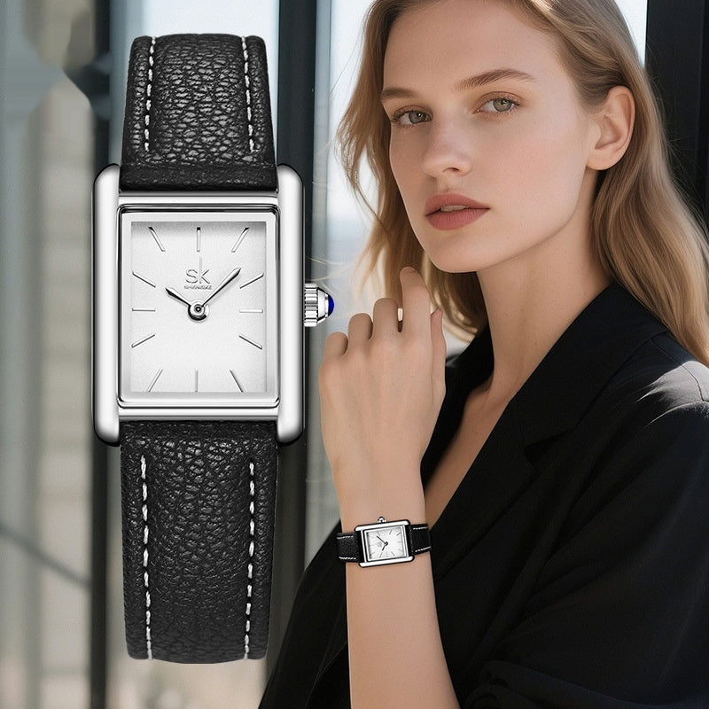 Women's Square Dial Quartz Watch | Retro Fashion Timepiece