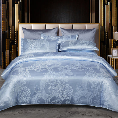 Jacquard Satin Floral Bedding Set – Polyester-Cotton, 9 Colours