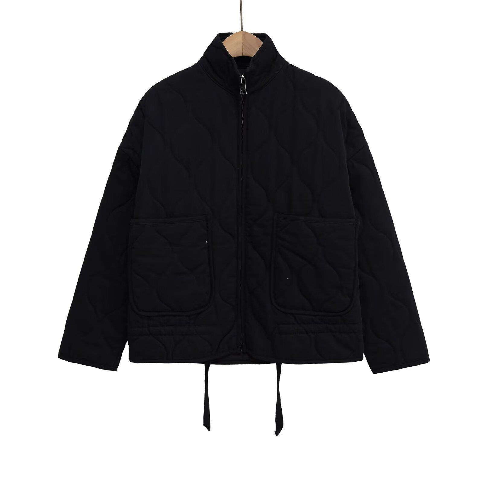 Women's Lace-Up Padded Coat with Pockets - 5 Colours