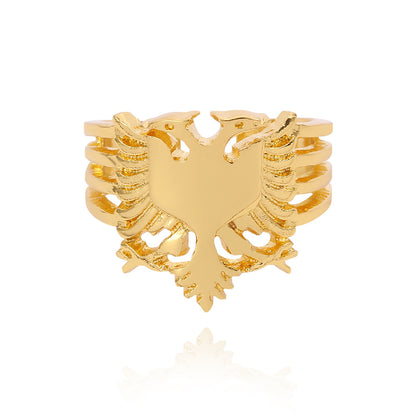 Unisex Alloy Eagle Ring – Electroplated Statement Band Silver, Gold & Set