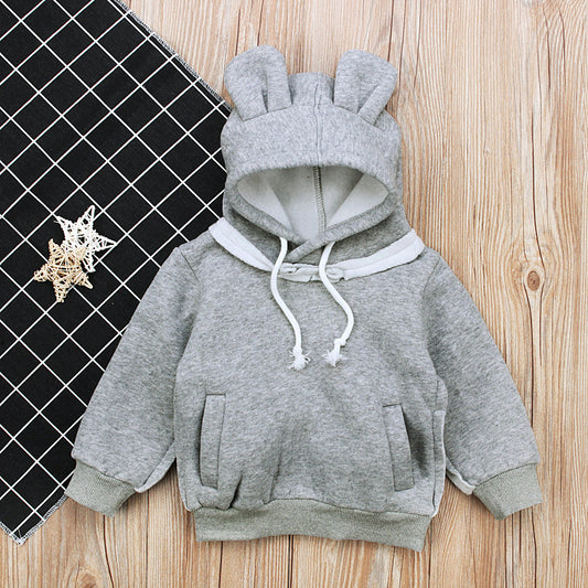 Children's Bear Ear Fleece Hooded Pullover | Toddler & Kids Long Sleeve Sweater