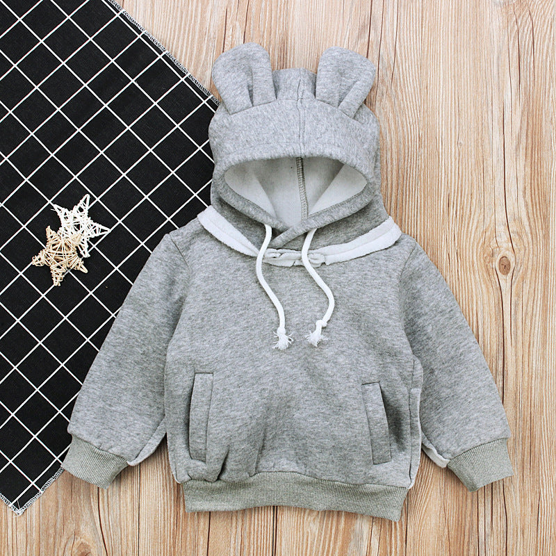 Children's Bear Ear Fleece Hooded Pullover | Toddler & Kids Long Sleeve Sweater