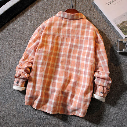 Boys' Long Sleeve Plaid Shirt | Soft Cotton, Smart Casual