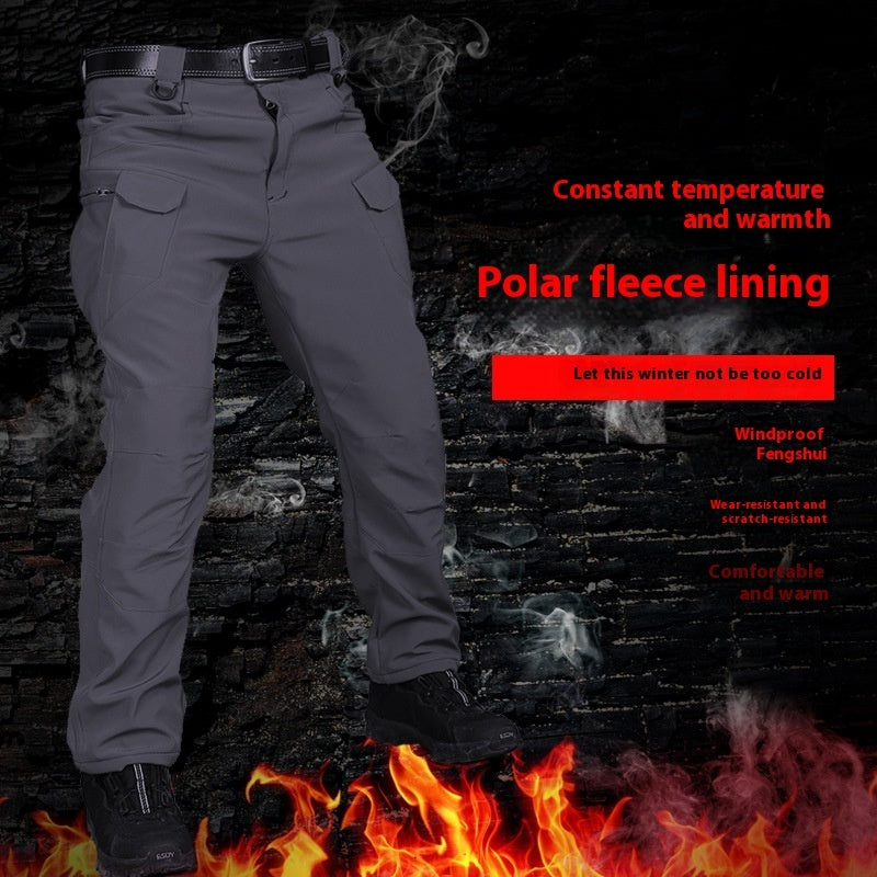 Men's Fleece-Lined Tactical Soft Shell Trousers | Waterproof Winter Pants