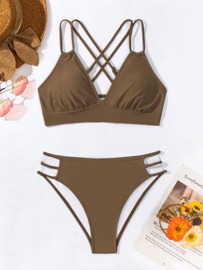 Women's V-Neck Halter Bikini Set | Two-Piece Swimsuit