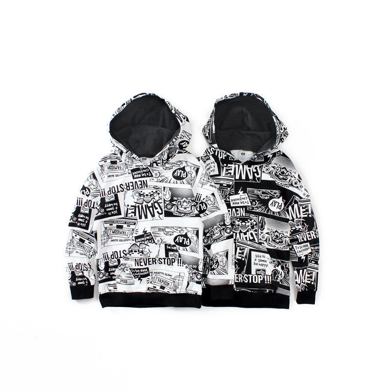 Children's Hooded Cotton Pullover Sweater | Loose Fit Kids Long Sleeve Top