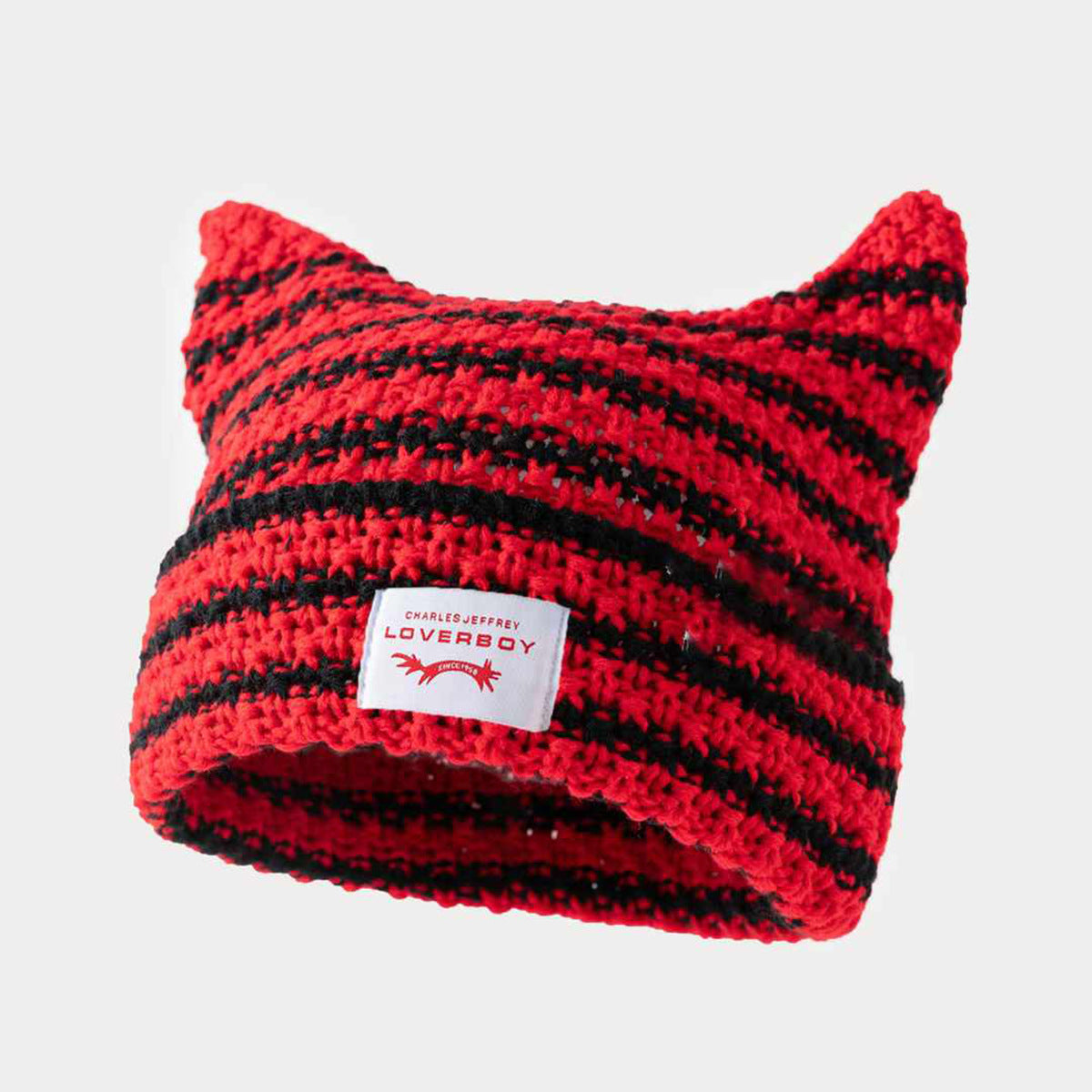 Women's Knitted Cat Ear Beanie | Striped Acrylic Winter Hat – 6 Colours
